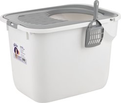 Litter Genie Products Top Entry Cat Litter Box, White/Gray, 20.5-in