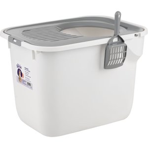 Litter Genie Products Top Entry Cat Litter Box, White/Gray, 20.5-in