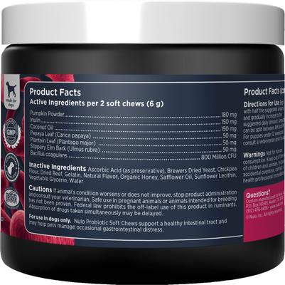 Show full view: Nulo Probiotic Beef Flavored Soft Chews Digestive Supplement for Dogs, 90 count slide 3 of 12