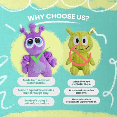 Show full view: Snugarooz Starla the Alien Squeaky Dog Plush Toy, Purple slide 5 of 7