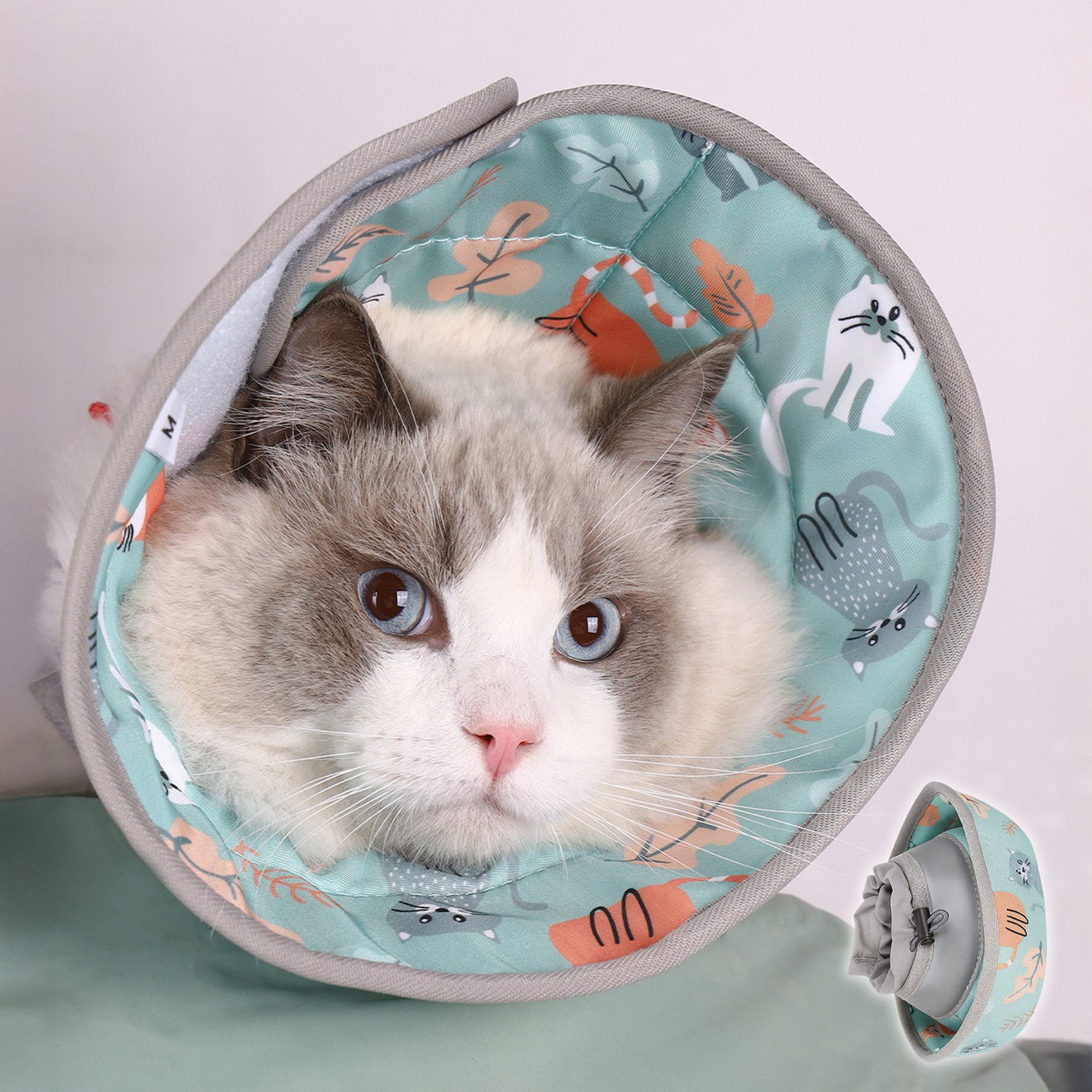 PawsPik Adjustable Dog & Cat Recovery Soft-Cone, Light Blue, Medium