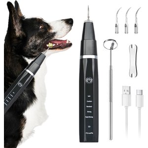 PawsPik Ultrasonic Teeth Cleaner Dog Dental Kit, Black