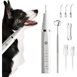 PawsPik Ultrasonic Teeth Cleaner Dog Dental Kit, White