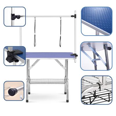 Show full view: Cesicia Heavy Duty Dog & Cat Grooming Table with Adjustable Arm & Clamps, Blue, 46 x 24 x 30-in slide 4 of 7
