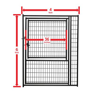 Show full view: Lucky Dog Black Welded Wire Gate in Gate Dog Kennel Accessory, Black, 6 x 4-ft slide 3 of 10