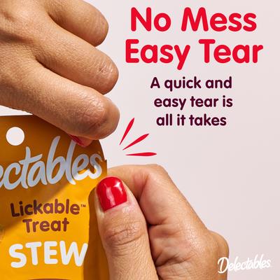 Show full view: Hartz Delectables Lickable Treat Savory Broths for Senior 10+ Chicken & Tuna Grain-Free Lickable Cat Treats, 1.4-oz pouch, pack of 12 slide 9 of 12