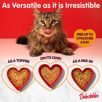 Show full view: Hartz Delectables Lickable Treat Savory Broths for Senior 10+ Chicken & Tuna Grain-Free Lickable Cat Treats, 1.4-oz pouch, pack of 12 slide 6 of 12