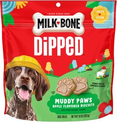 Milk-Bone Muddy Paws Dipped Apple Flavored Biscuit Dog Treats, 10-oz bag