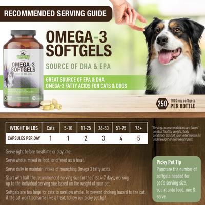 Show full view: Strawfield Pets Omega-3 Soft Gels Supplement for Dogs & Cats, 250 count slide 4 of 10