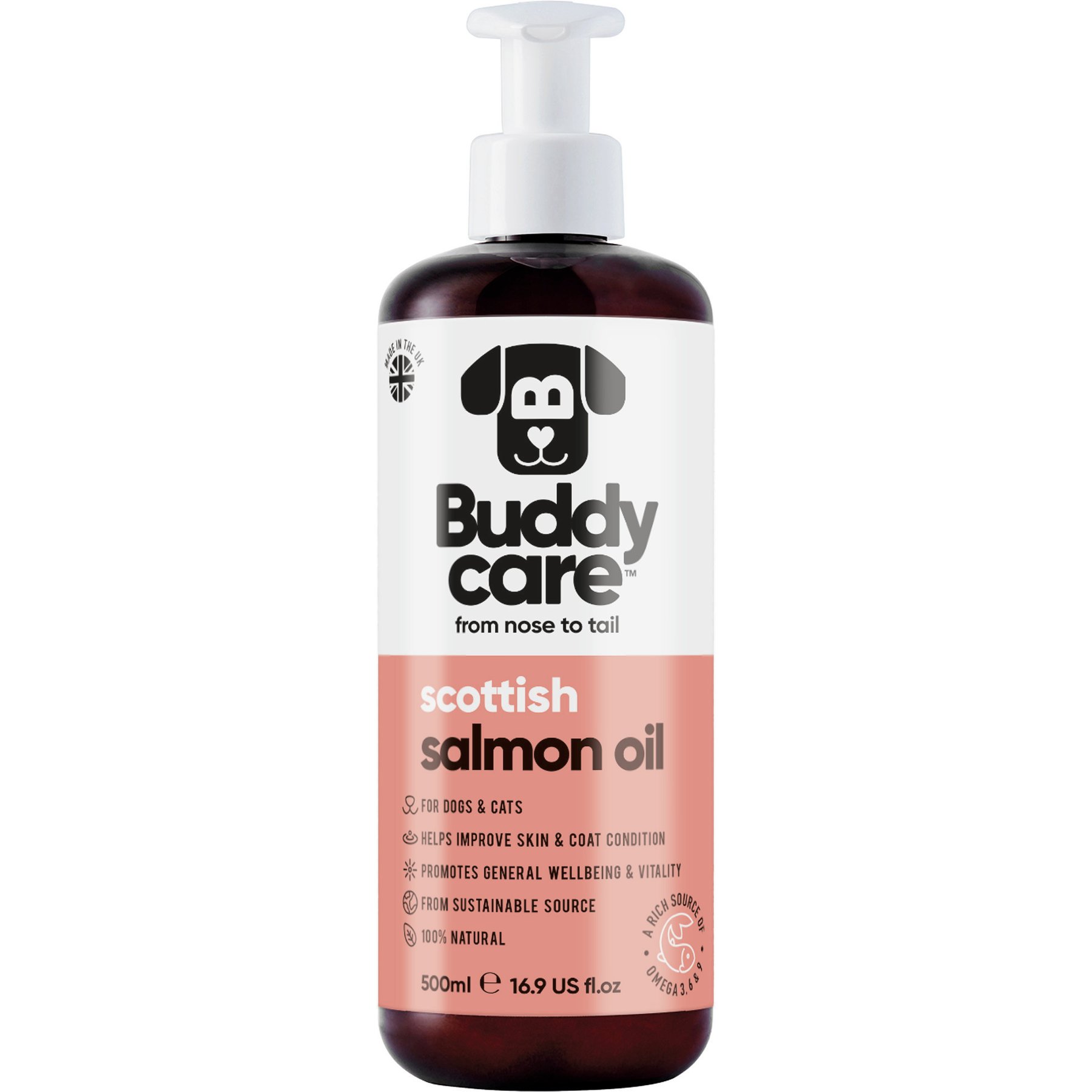 Buddycare Salmon Oil Dog Brain & Nervous System Supplement, 16.9-fl oz bottle