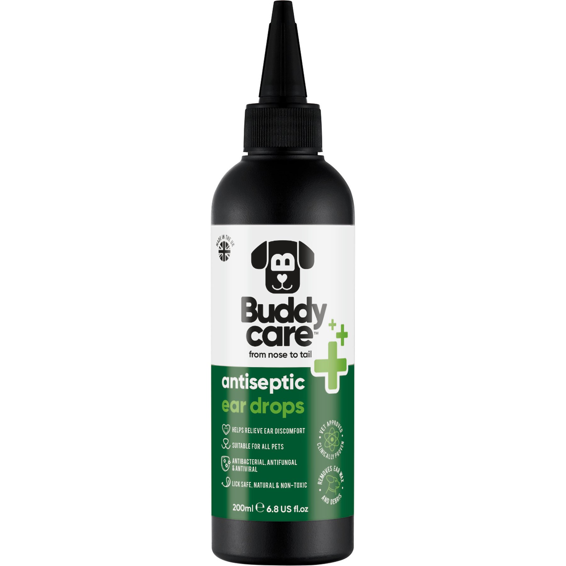Buddycare Antiseptic Liquid Ear Drops Medication for Dogs, 6.76-fl oz bottle