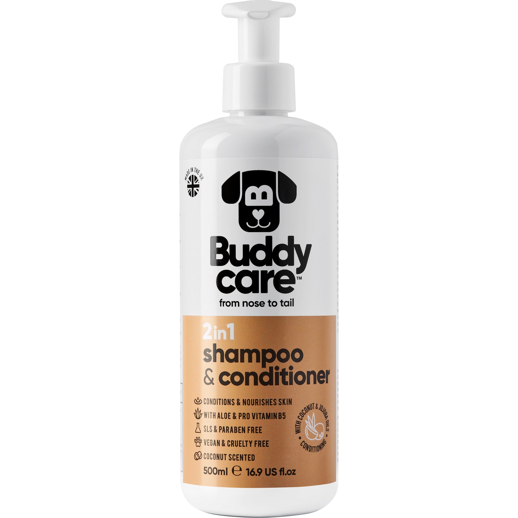 Buddycare 2-in-1 Dog Shampoo & Conditioner, Coconut Scent, 16.9-fl oz bottle