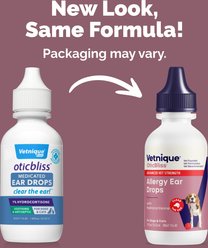 Vetnique Labs OticBliss Advanced Vet Strength Allergy Ear Drops for Itchy Ears with Hydrocortisone for Dogs & Cats, 1.8-fl oz bottle slide 2 of 8