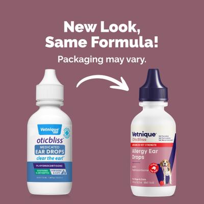 Show full view: Vetnique Labs Oticbliss Medicated Hydrocortisone Ear Drops for Ear Infections for Dogs & Cats, 1.8-fl oz bottle slide 3 of 11