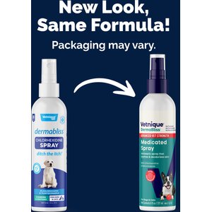Vetnique Labs Dermabliss Medicated Anti-Bacterial & Anti-Fungal Chlorhexidine Infection Dog & Cat Skin Spray, 8-oz bottle