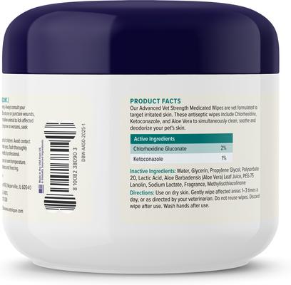 Show full view: Vetnique Labs Dermabliss Medicated Anti-Bacterial & Anti-Fungal Chlorhexidine Skin Infection Cat & Dog Wipes, 50 count slide 4 of 12