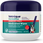 Vetnique Labs Dermabliss Medicated Anti-Bacterial & Anti-Fungal Chlorhexidine Skin Infection Cat & Dog Wipes, 50 count
