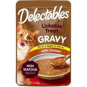 Hartz Delectables Lickable Treat Gravy Non Seafood Chicken Lickable Cat Treats, 1.4-oz pouch, 1 count
