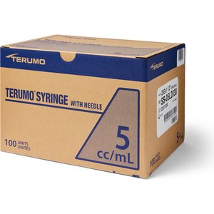 Terumo Luerlock Syringes 20G, 1.5-inch, 5-cc, 100 syringes