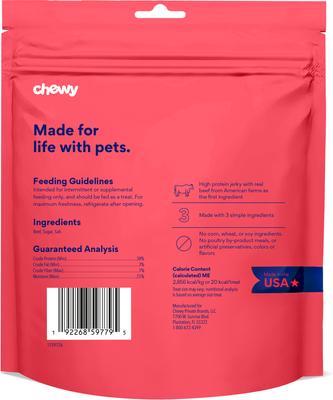 Show full view: Chewy Limited Ingredient Beef Jerky Natural Grain-Free Dog Treats (FORMERLY AMERICAN JOURNEY), 6.5-oz bag slide 3 of 10