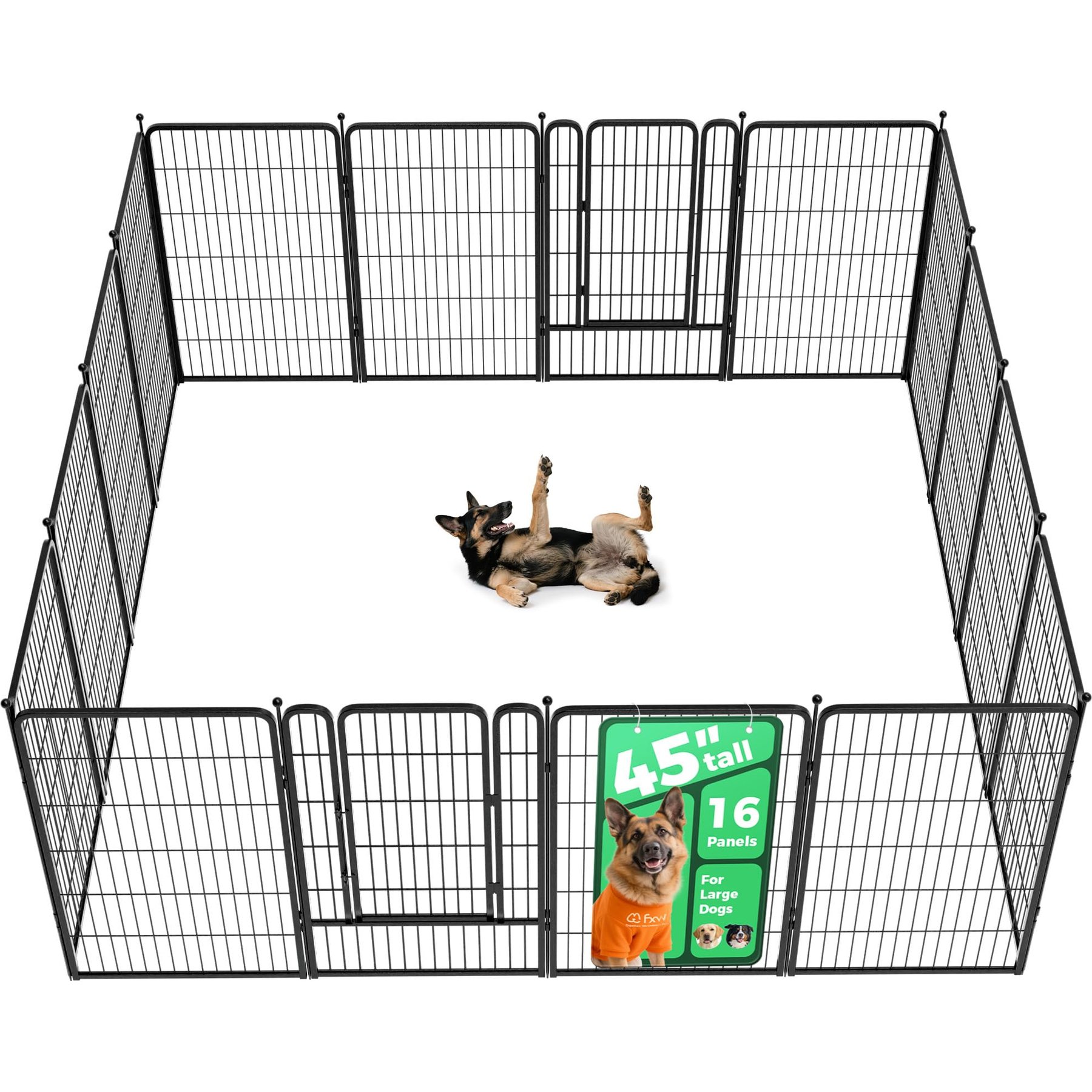 FXW Rollick Outdoor Dog Playpen, Black, 45-in, 16-panel