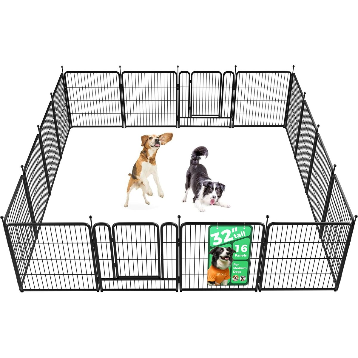 FXW Rollick Outdoor Dog Playpen, Black, 32-in, 16-panel