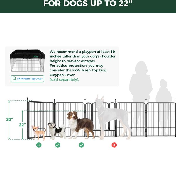 Show full view: FXW Rollick Indoor & Outdoor Dog Playpen, Black, 32-in, 8-panel slide 7 of 10