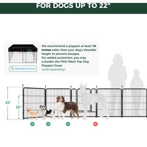 FXW Rollick Outdoor Dog Playpen, Black, 32-in, 16-panel