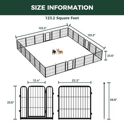 Show full view: FXW Rollick Indoor & Outdoor Dog Playpen, Black, 24-in, 24-panel slide 7 of 9