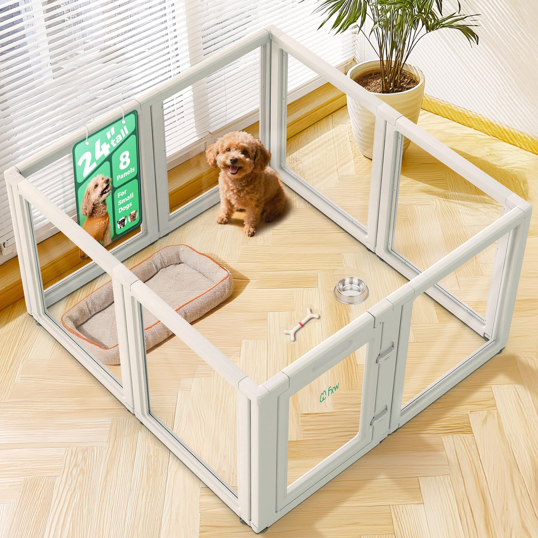 FXW AuraSpace Indoor Dog Playpen, White, 24-in, 8-panel