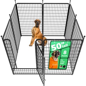 FXW Rollick Indoor & Outdoor Dog Playpen, Black, 50-in, 8-panel