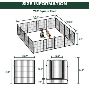 FXW Rollick Outdoor Dog Playpen, Black, 32-in, 16-panel