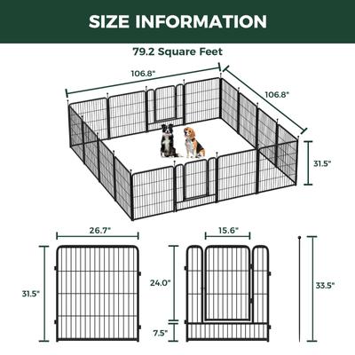 Show full view: FXW Rollick Indoor & Outdoor Dog Playpen, Black, 32-in, 16-panel slide 7 of 9