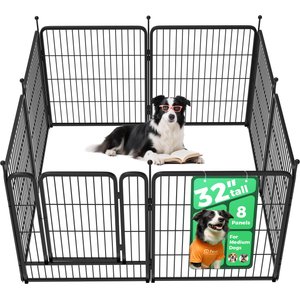 FXW Rollick Indoor & Outdoor Dog Playpen, Black, 32-in, 8-panel