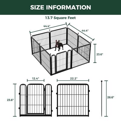 Show full view: FXW Rollick Indoor & Outdoor Dog Playpen, Black, 24-in, 8-panel slide 9 of 11