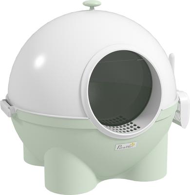 Show full view: jansno Leaking Sand Pedal, Top Handle Hooded Cat Litter Box with Lid, Light Green slide 7 of 7