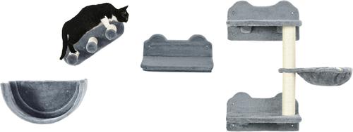 Show full view: jansno Climbing 4 Pieces Cat Wall Shelves with Hammock, Gray slide 8 of 8