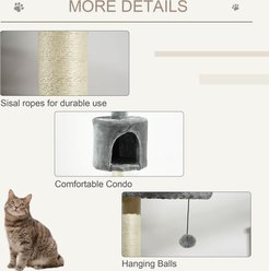 jansno Adjustable 4-Tier 85.5-in Kitty Climbing Activity Center Toy Cat Tree with Scratching Post & Condo, Gray slide 2 of 7