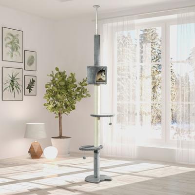 Show full view: jansno Adjustable 4-Tier 85.5-in Kitty Climbing Activity Center Toy Cat Tree with Scratching Post & Condo, Gray slide 5 of 7