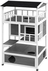 jansno Asphalt Roof, Escape Doors Wood Outdoor Feral Cat House & Condo, Light Gray slide 2 of 6