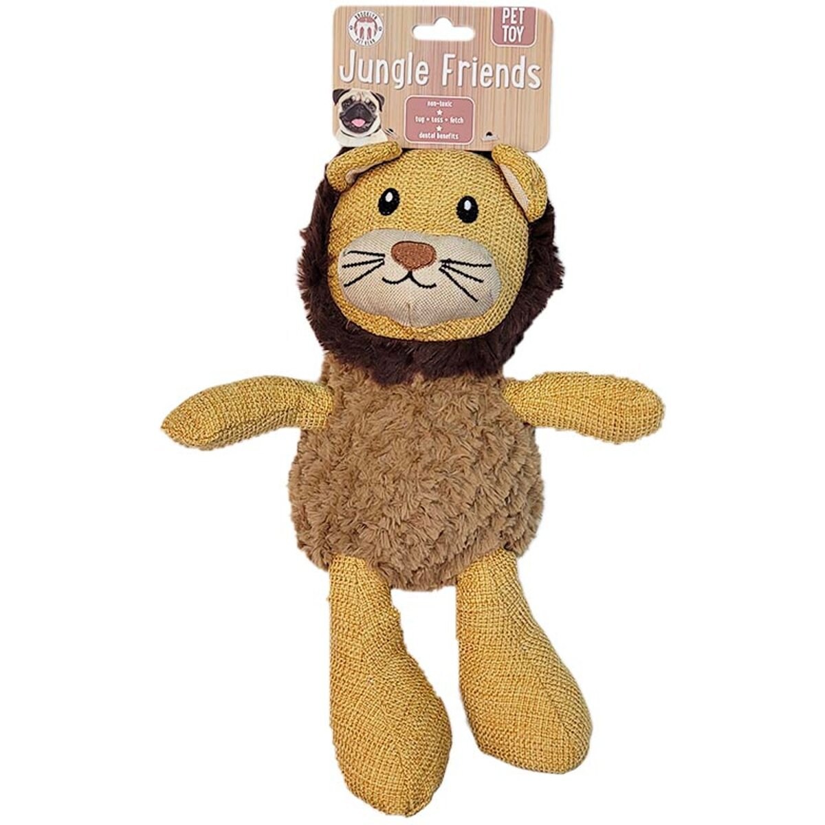 Brooklyn Pet Gear Burlap Lion Dog Plush Toy, 13-in