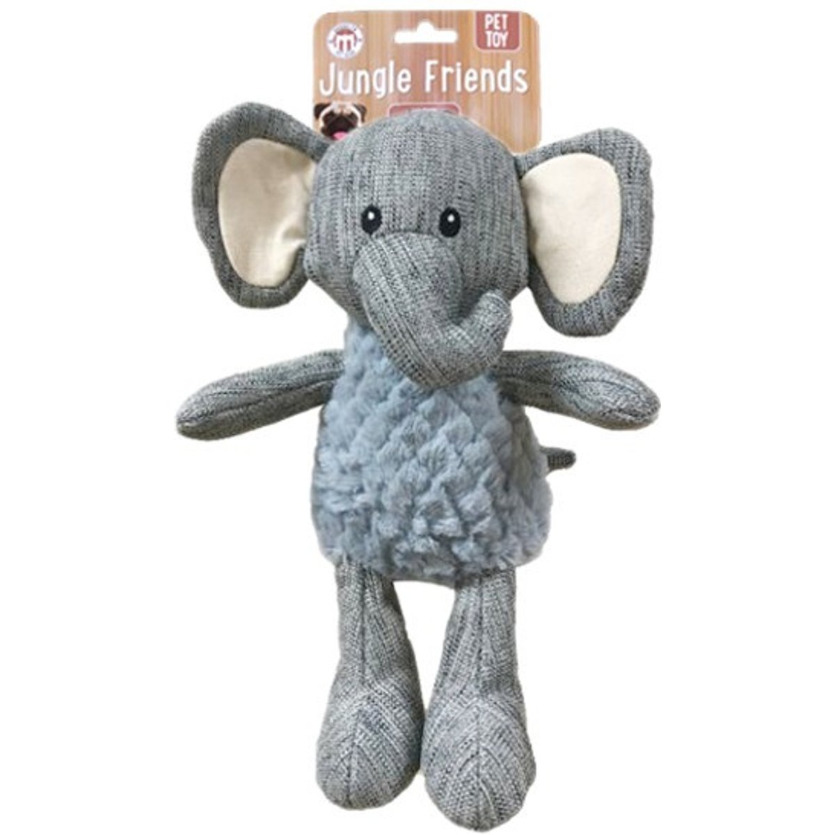 Brooklyn Pet Gear Burlap Elephant Dog Plush Toy, 13-in