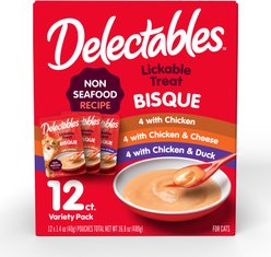 Hartz Delectables Non-Seafood Bisque Variety Pack Lickable Cat Treats, 1.4-oz pouch, 12 count