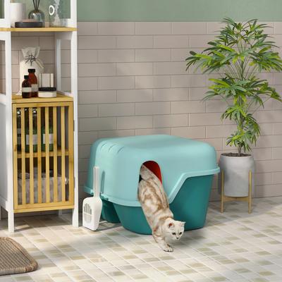 Show full view: jansno Scoop, Lockable Openable Covered Cat Litter Box with Lid, Green slide 6 of 8
