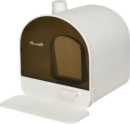 Show full view: jansno Indoor Covered Cat Litter Box with Lid, White slide 6 of 8