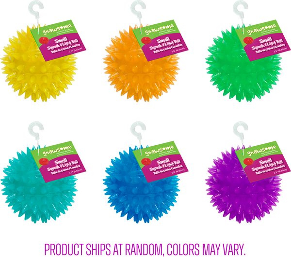 Show full view: Gnawsome Squeak & Light LED Ball Dog Toy, Color Varies, Small slide 1 of 8