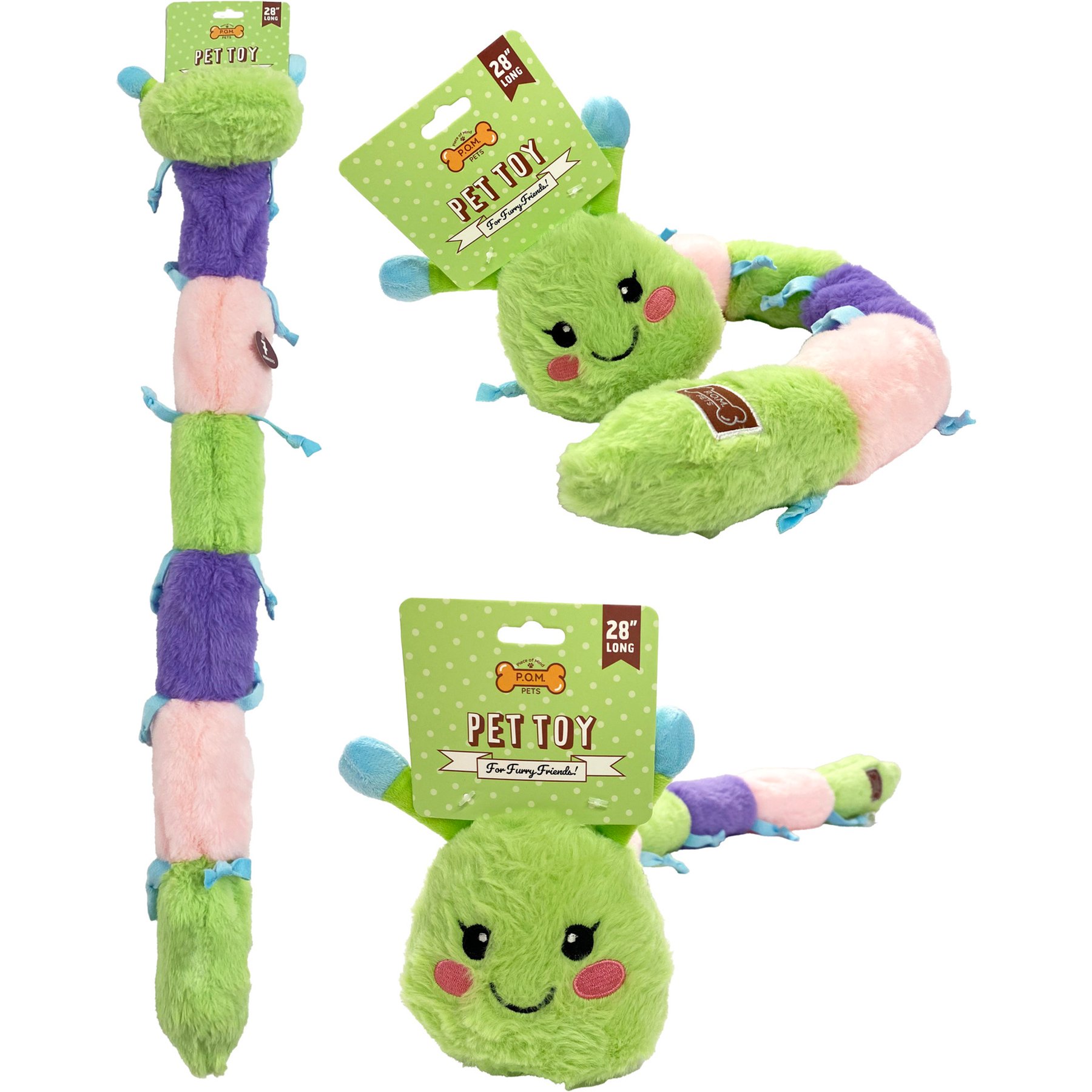 POM Pet Long Honker Catepillar Dog Plush Toy
