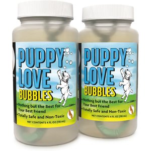 Atomic Bubbles Puppy Love Peanut Butter Scented Bubbles Chasers Dog Toy, 4-fl oz bottle, 2 count