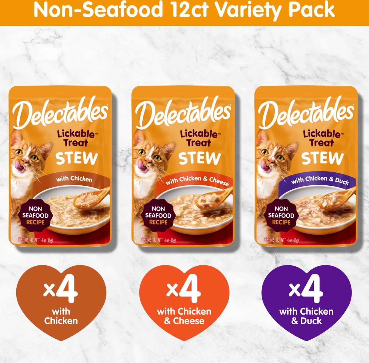 Hartz Delectables Stew Non-Seafood Variety Pack Lickable Cat Treats, 1.4-oz pouch, 6 count