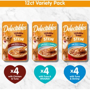 Hartz Delectables Stew Variety Pack Lickable Cat Treats, 1.4-oz pouch, 12 count